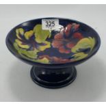Moorcroft Comport in the Hibiscus pattern: Measures 18cm wide x 9cm high appx. Light localised