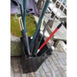 A collection of garden tools to include shears, lobbers, forks etc