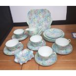 Shelley Melody tea ware: pattern number 13453 to include 5 cups & saucers , milk jug , sugar bowl