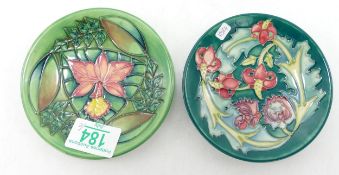 Moorcroft Leicester coaster: together with a coaster decorated with pink orchid (2)