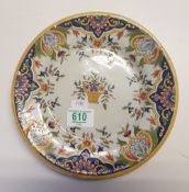 Early continental tin glazed plate: probably Dutch, designed with polychrome flowers.
