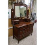 Early 20th Century Arts & Crafts mahogany 3 drawer dressing table/chest: with tilting vanity mirror,