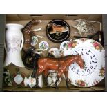 Mixed collection of items to include: a Sylvac horse, miniature Royal Albert cup and saucer, Royal