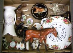 Mixed collection of items to include: a Sylvac horse, miniature Royal Albert cup and saucer, Royal