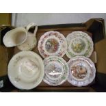 Set of 4 Royal Doulton Brambly Hedge seasons plates (seconds): together with a Royal Winton wash