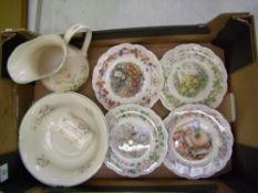 Set of 4 Royal Doulton Brambly Hedge seasons plates (seconds): together with a Royal Winton wash