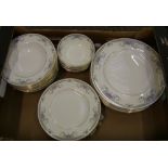 Royal Doulton Juliet pattern dinner ware: 8 dinner plates, 8 salad plates, 8 rimmed soup bowls and 8