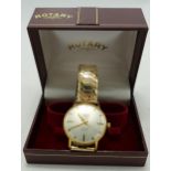 Rotary Gents Gold Plated Inca Bloc Watch: