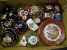 A collection of Limoges items: lidded boxes, wall plaques etc (1 tray).