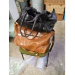 A collection of leather bags to include: large Gladstone type bag, leather satchels, holdall etc (