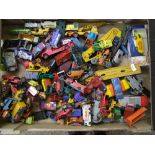 Large quantity of playworn diecast vehicles: including Corgi, Lesney etc (1 tray).