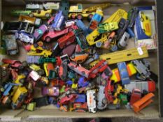 Large quantity of playworn diecast vehicles: including Corgi, Lesney etc (1 tray).