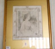 Mezzotint Countess Curan after J. Downman by Eugene Tily (original frame).