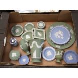 Wedgwood jasper ware to include lighter: lidded boxes, vases etc