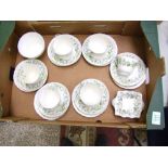 Shelley Karebell part tea set: to include 6 trios, sugar bowl and 3 pin dishes