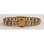 H Samuel 9ct gold ladies wrist watch & 9ct bracelet, gross weight 17.4g. Sold as not working.