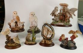 A Collection of Country Artists Owls: To include Tawny Owls on derelict Tractor, Barn Owls on