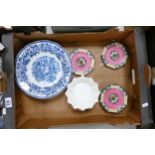 A mixed collection of item to include: Booths British Scenery Pattern Rack Bowl( some nips to