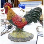 Cast Cockerel Theme Metal Doorstop , height 31cm