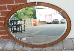 oak framed oval wall mirror