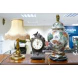 Two Large Modern Pottery Lamp bases, together with similar mantle clock(3)