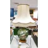 Large Modern Drimmer Floral Decorated Lamp Base with Quality Large Shade, height in total 54cm