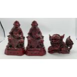 Three oriental resin figures: