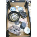 A mixed collection of items to include Oriental Black Lacquer bowl & plates, Chinese tea bowls, soft