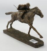 Veronese bronze affect model of a racehorse & jockey: L28cm.