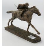 Veronese bronze affect model of a racehorse & jockey: L28cm.