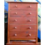 modern pine chest of five drawers