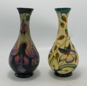 Moorcroft fushia patterned vase: MCC piece ( 2nds) together with sweet thief vase , collectors 1