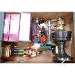 A mixed collection of items to include, Boxed Royal Albert Crystal Glass ware, Silver Plated