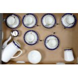 Diamond China Early 20th Century Cobalt Blue & Gilt Decorated Coffee Set, with deco bean spoons