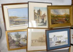 A collection Prints, Oils & Water colours with historic building & landscape theme(6)
