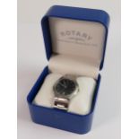 Rotary gentleman's steel wristwatch and bracelet: quartz date, boxed with paperwork and spare links.