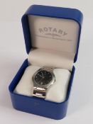 Rotary gentleman's steel wristwatch and bracelet: quartz date, boxed with paperwork and spare links.