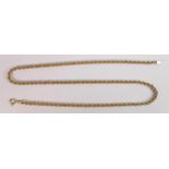 9ct gold hallmarked rope twist chain, weight 4.8g. Chain measures 46cm long.