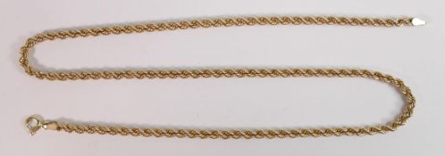 9ct gold hallmarked rope twist chain, weight 4.8g. Chain measures 46cm long.