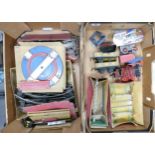 A large collection of Hornby O Gauge Tinplate Clockwork Model train accessories including: points,