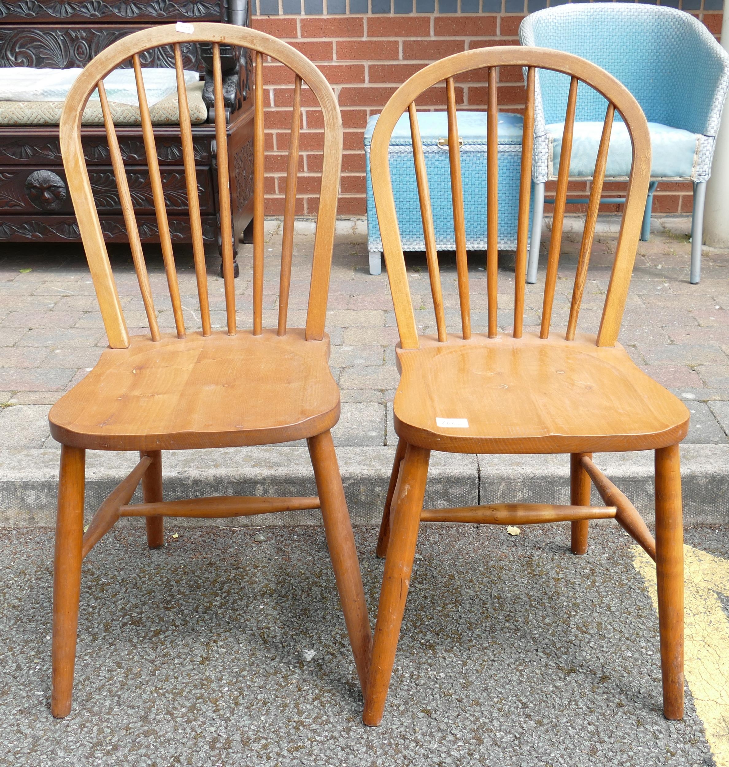 A pair of Ash Stick Back dining chairs 85cm High 37cm Wide
