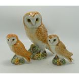 Beswick large Barn Owl : together with two small Barn owls (3)