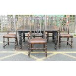 Ornate Extending Oak table & six chairs including carvers