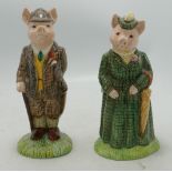 Beswick lady & Gentleman pig figures: Ref ECF4 & ECF8.