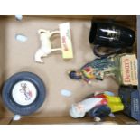 A collection of Advertising items to include, Firestone rubber ashtray, Highland Cream water jug,