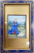 Orthodox Christian Panel in pleasant period frame, frame size 16 x 10.5cm