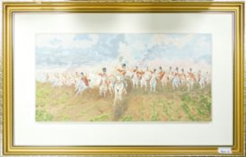 Framed Oil on Canvas Charge of the Light Brigade initialed N Nicholls frame size 46 x 71cm