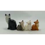 Three Beswick Kittens :1436 together with a British Blue seated cat 1031