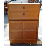 Mid Century Parker Knoll Low Two Drawer Single Unit, width 52cm