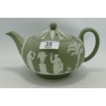 Wedgwood green jasper ware large tea pot: